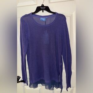 Simply vera Vera Wang tunic sweater with sheer trim adds charming appeal. NWT